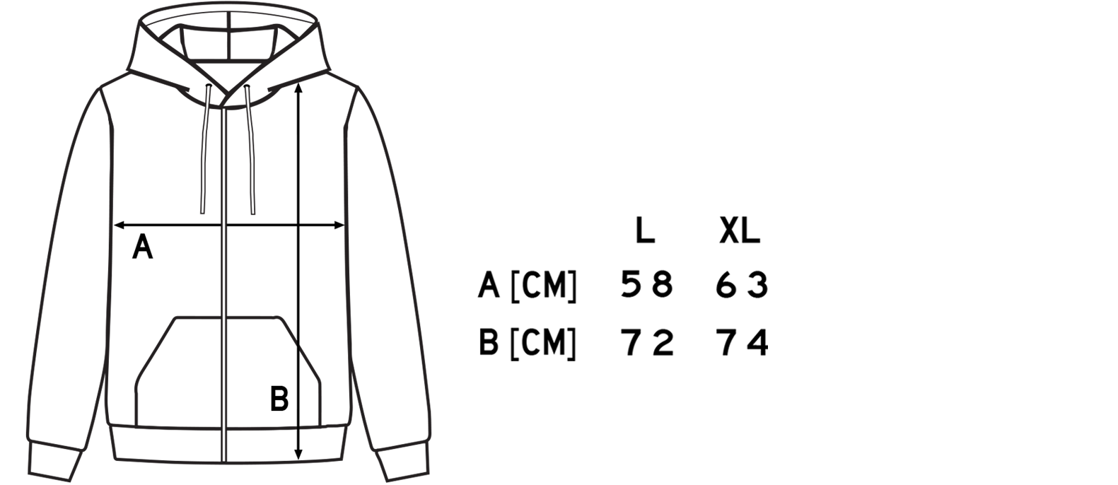 tabulka velikostí_mikina na zip